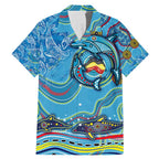 Dolphins Aboriginal Art Map Flag Australia Family Matching Mermaid Dress and Hawaiian Shirt