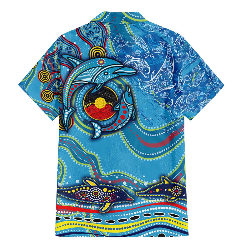 Dolphins Aboriginal Art Map Flag Australia Family Matching Mermaid Dress and Hawaiian Shirt