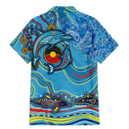 Dolphins Aboriginal Art Map Flag Australia Family Matching Mermaid Dress and Hawaiian Shirt