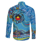 Dolphins Aboriginal Art Map Flag Australia Family Matching Mermaid Dress and Hawaiian Shirt