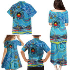 Dolphins Aboriginal Art Map Flag Australia Family Matching Puletasi and Hawaiian Shirt