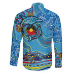 Dolphins Aboriginal Art Map Flag Australia Family Matching Puletasi and Hawaiian Shirt