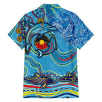 Dolphins Aboriginal Art Map Flag Australia Family Matching Short Sleeve Bodycon Dress and Hawaiian Shirt