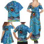 Dolphins Aboriginal Art Map Flag Australia Family Matching Summer Maxi Dress and Hawaiian Shirt