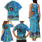 Dolphins Aboriginal Art Map Flag Australia Family Matching Tank Maxi Dress and Hawaiian Shirt