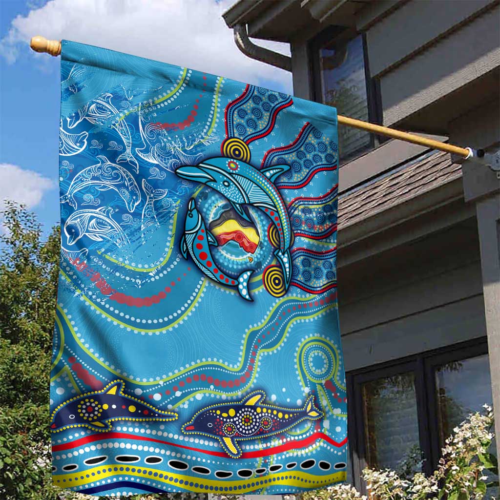 Dolphins Aboriginal Art Map Flag Australia Garden Flag