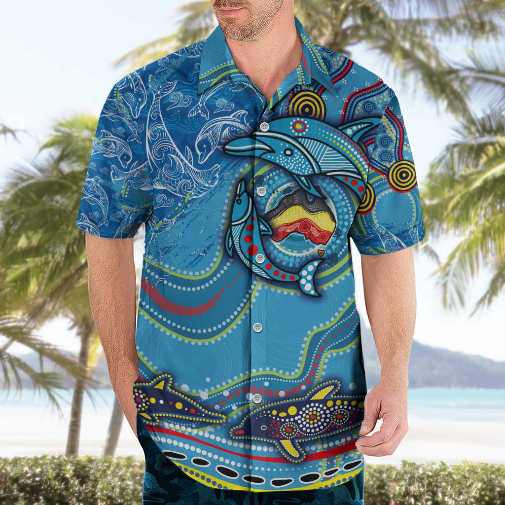 Dolphins Aboriginal Art Map Flag Australia Hawaiian Shirt