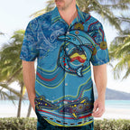 Dolphins Aboriginal Art Map Flag Australia Hawaiian Shirt