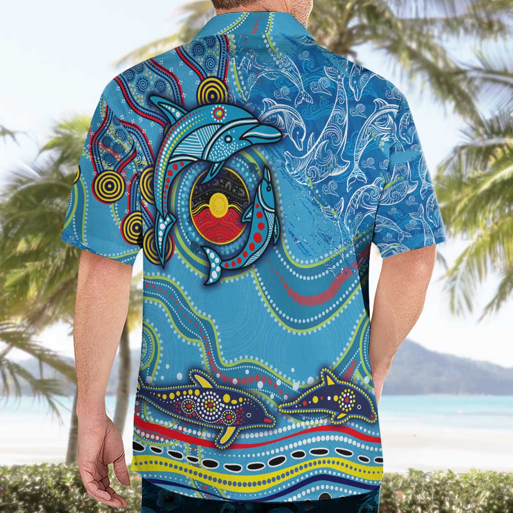 Dolphins Aboriginal Art Map Flag Australia Hawaiian Shirt