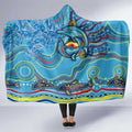 Dolphins Aboriginal Art Map Flag Australia Hooded Blanket