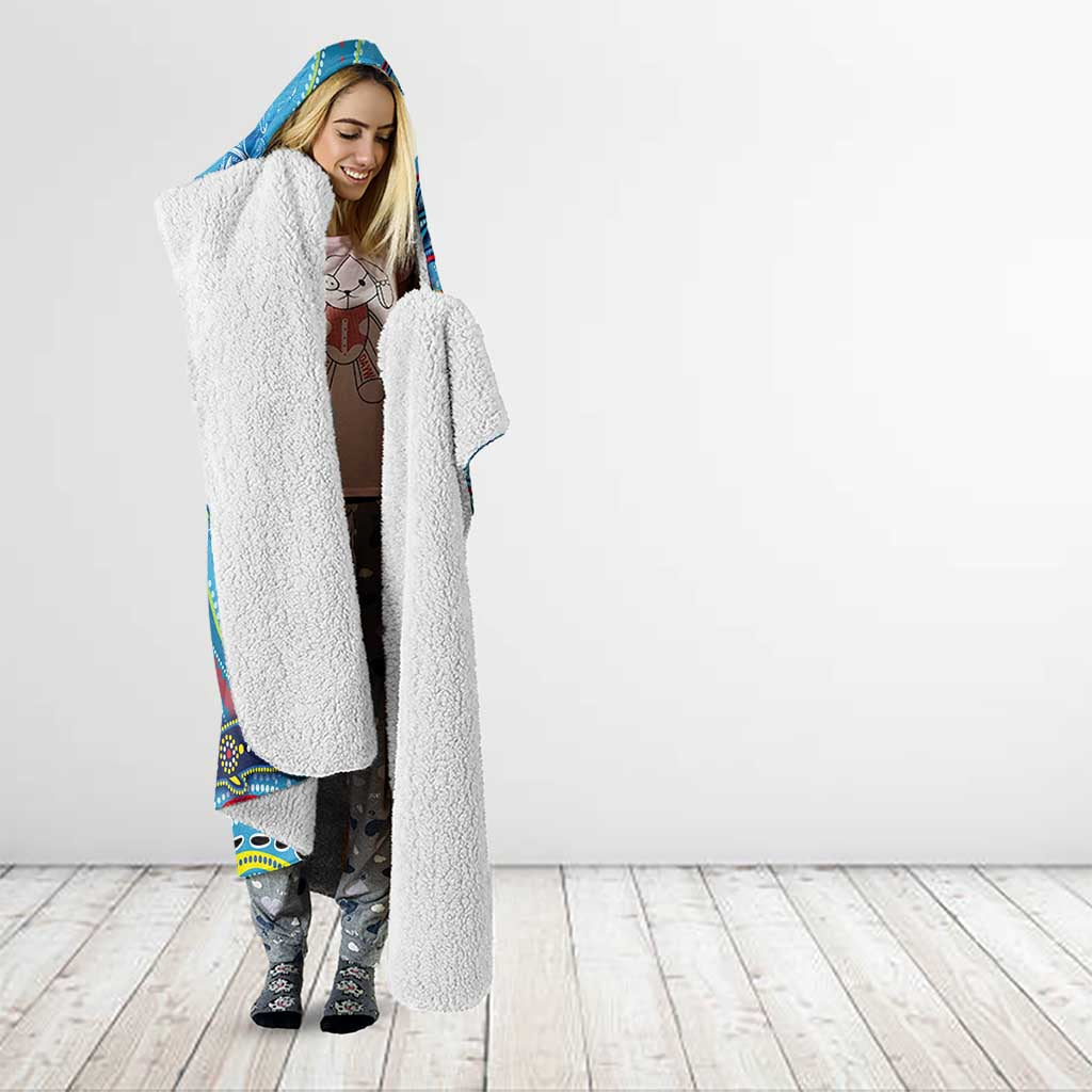 Dolphins Aboriginal Art Map Flag Australia Hooded Blanket