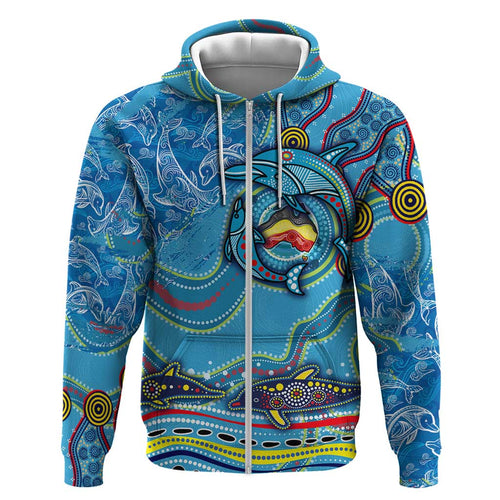 Dolphins Aboriginal Art Map Flag Australia Hoodie