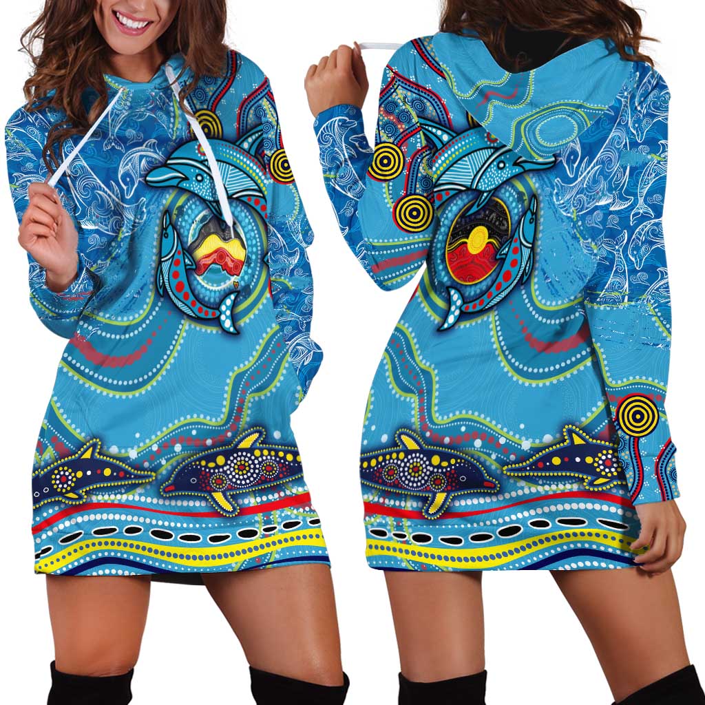 Dolphins Aboriginal Art Map Flag Australia Hoodie Dress