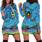Dolphins Aboriginal Art Map Flag Australia Hoodie Dress