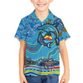 Dolphins Aboriginal Art Map Flag Australia Kid Hawaiian Shirt