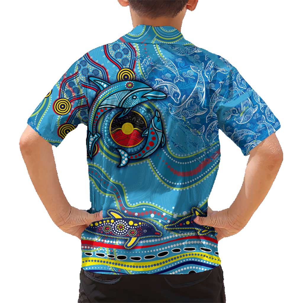 Dolphins Aboriginal Art Map Flag Australia Kid Hawaiian Shirt