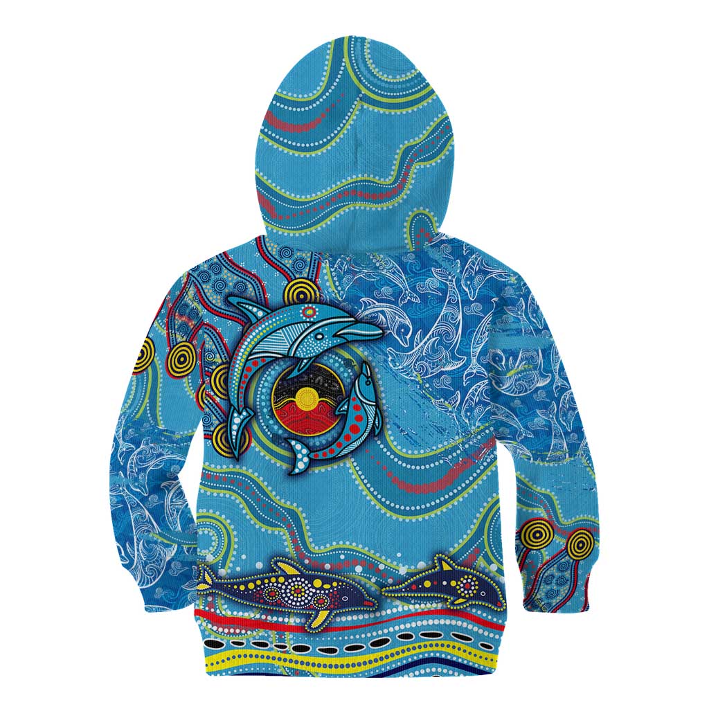 Dolphins Aboriginal Art Map Flag Australia Kid Hoodie
