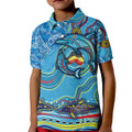 Dolphins Aboriginal Art Map Flag Australia Kid Polo Shirt
