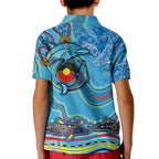 Dolphins Aboriginal Art Map Flag Australia Kid Polo Shirt