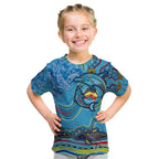 Dolphins Aboriginal Art Map Flag Australia Kid T Shirt