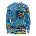 Dolphins Aboriginal Art Map Flag Australia Long Sleeve Shirt