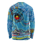 Dolphins Aboriginal Art Map Flag Australia Long Sleeve Shirt