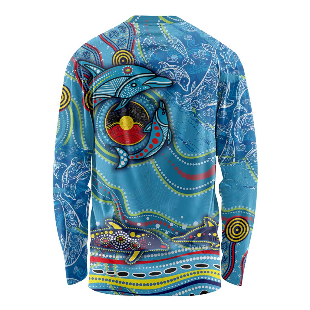 Dolphins Aboriginal Art Map Flag Australia Long Sleeve Shirt