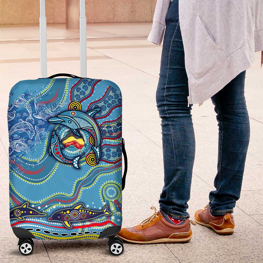 Dolphins Aboriginal Art Map Flag Australia Luggage Cover