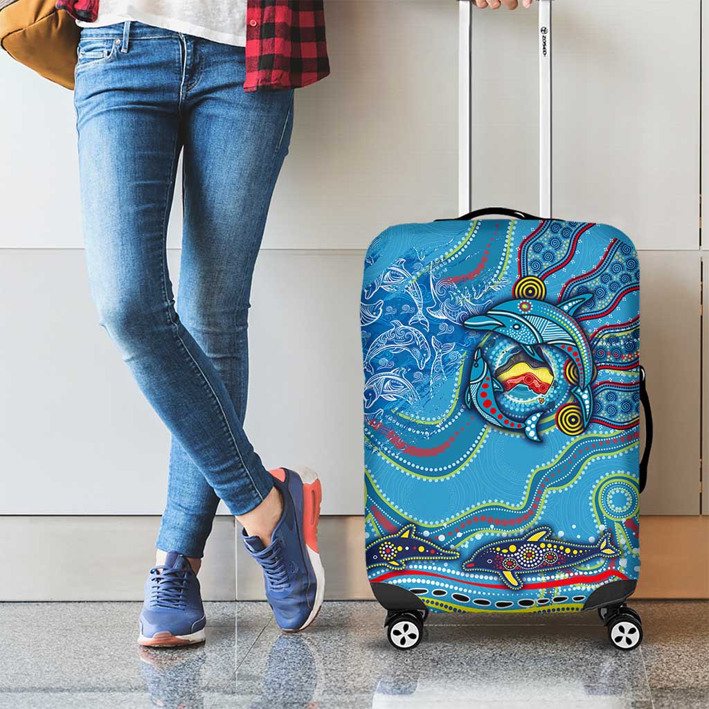 Dolphins Aboriginal Art Map Flag Australia Luggage Cover