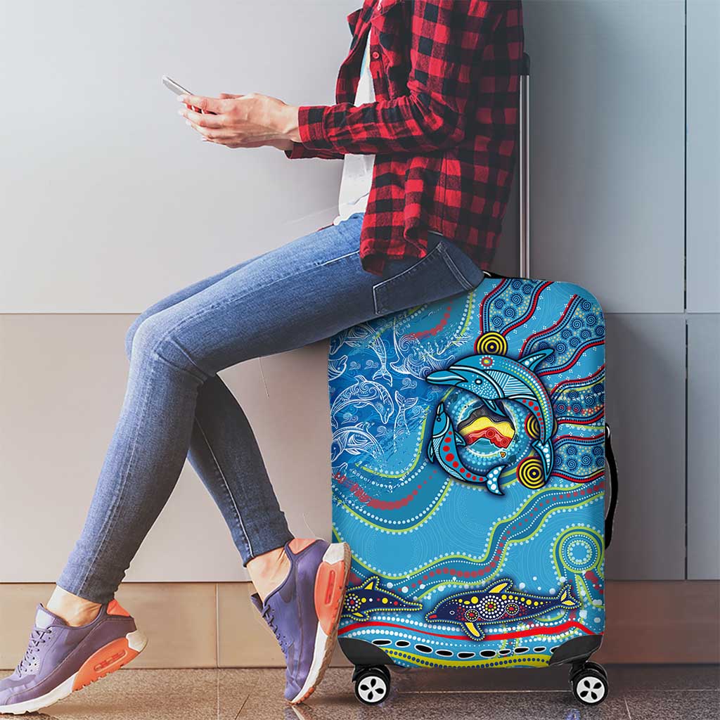 Dolphins Aboriginal Art Map Flag Australia Luggage Cover