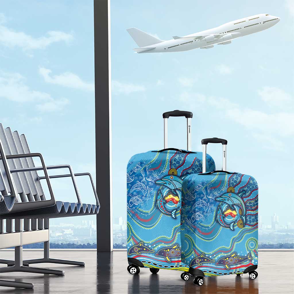 Dolphins Aboriginal Art Map Flag Australia Luggage Cover