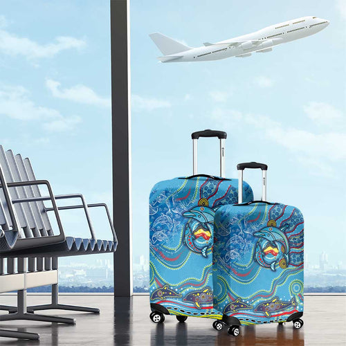Dolphins Aboriginal Art Map Flag Australia Luggage Cover