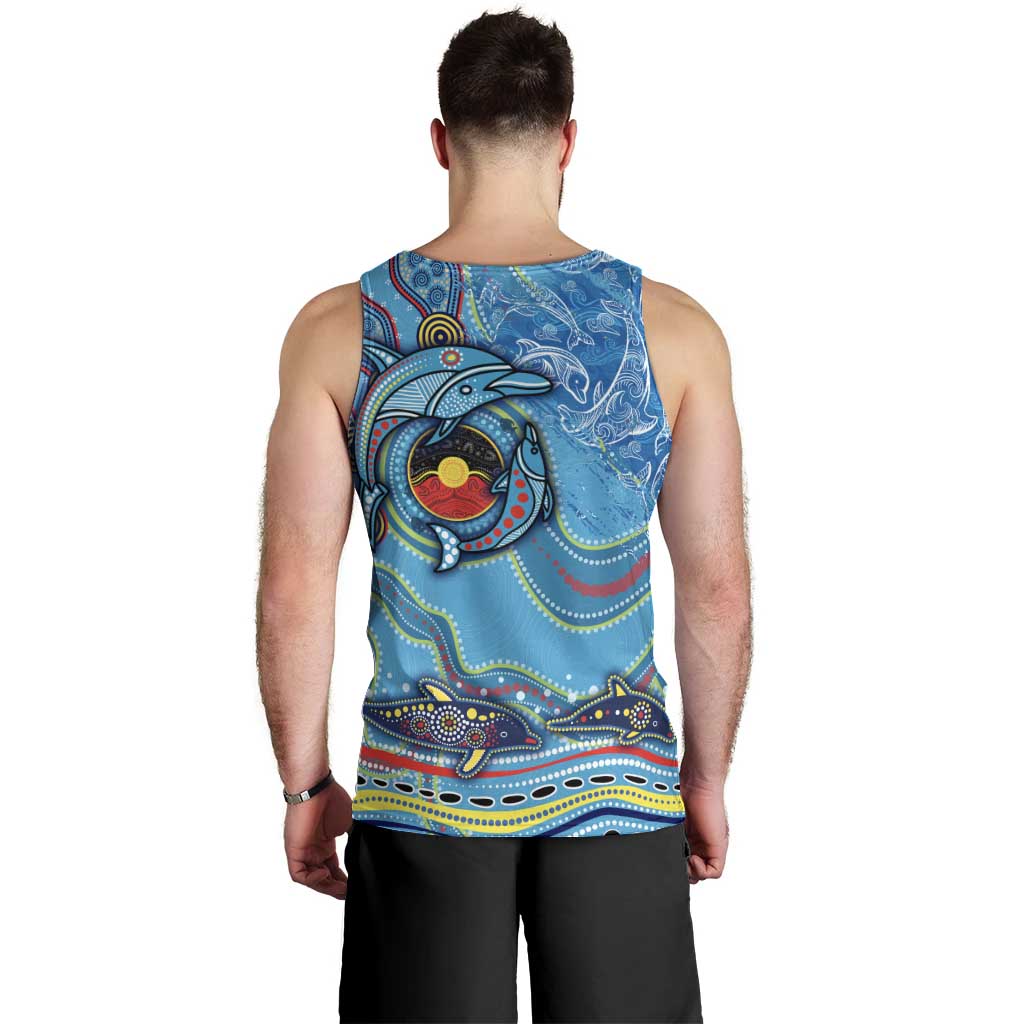Dolphins Aboriginal Art Map Flag Australia Men Tank Top