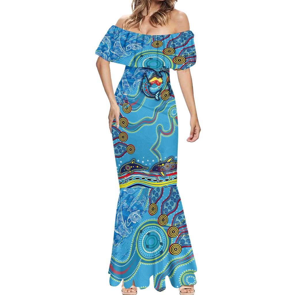 Dolphins Aboriginal Art Map Flag Australia Mermaid Dress
