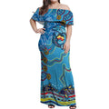 Dolphins Aboriginal Art Map Flag Australia Off Shoulder Maxi Dress