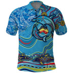 Dolphins Aboriginal Art Map Flag Australia Polo Shirt