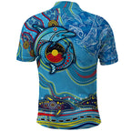 Dolphins Aboriginal Art Map Flag Australia Polo Shirt