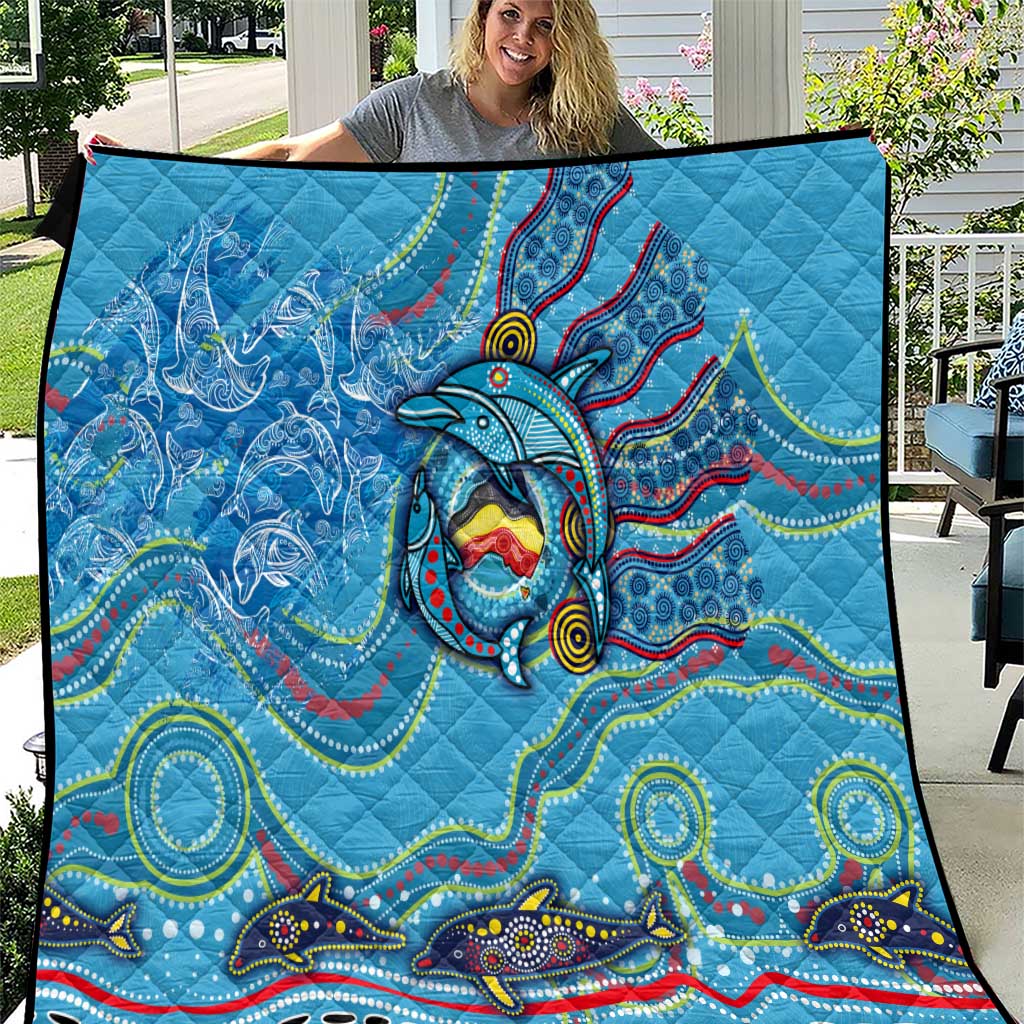 Dolphins Aboriginal Art Map Flag Australia Quilt