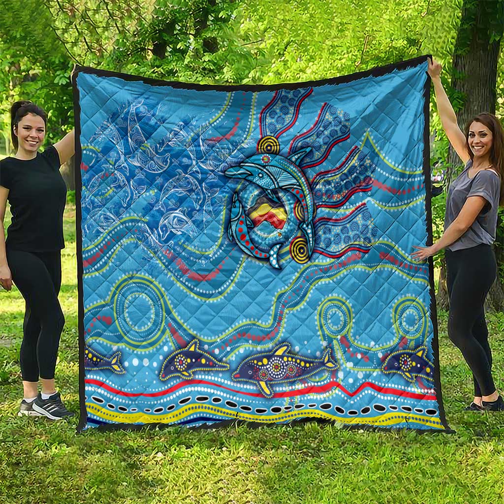 Dolphins Aboriginal Art Map Flag Australia Quilt