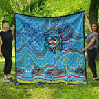 Dolphins Aboriginal Art Map Flag Australia Quilt
