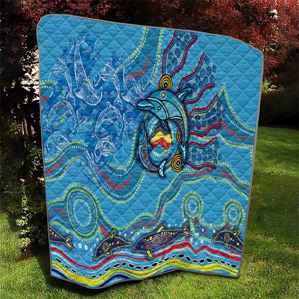 Dolphins Aboriginal Art Map Flag Australia Quilt