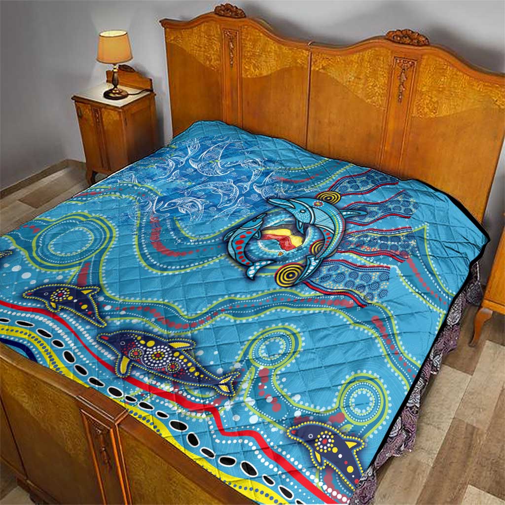 Dolphins Aboriginal Art Map Flag Australia Quilt