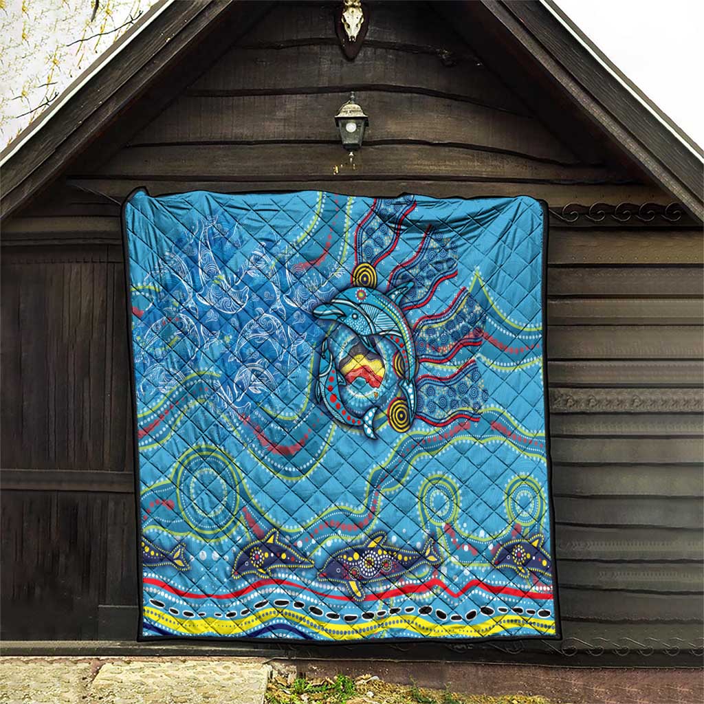 Dolphins Aboriginal Art Map Flag Australia Quilt