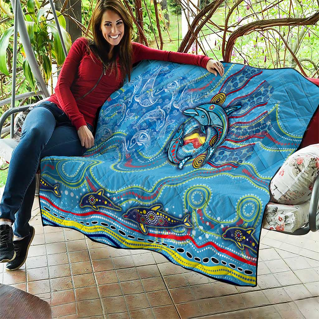 Dolphins Aboriginal Art Map Flag Australia Quilt