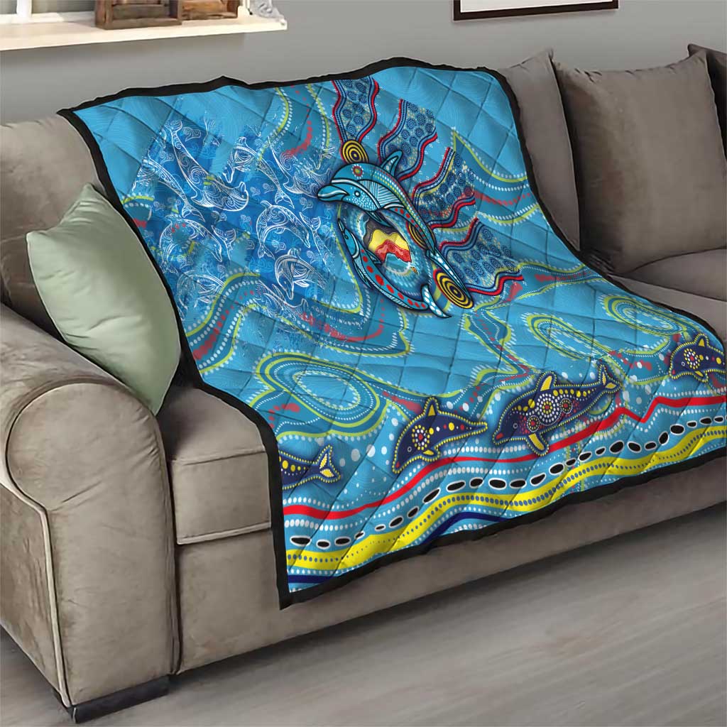 Dolphins Aboriginal Art Map Flag Australia Quilt