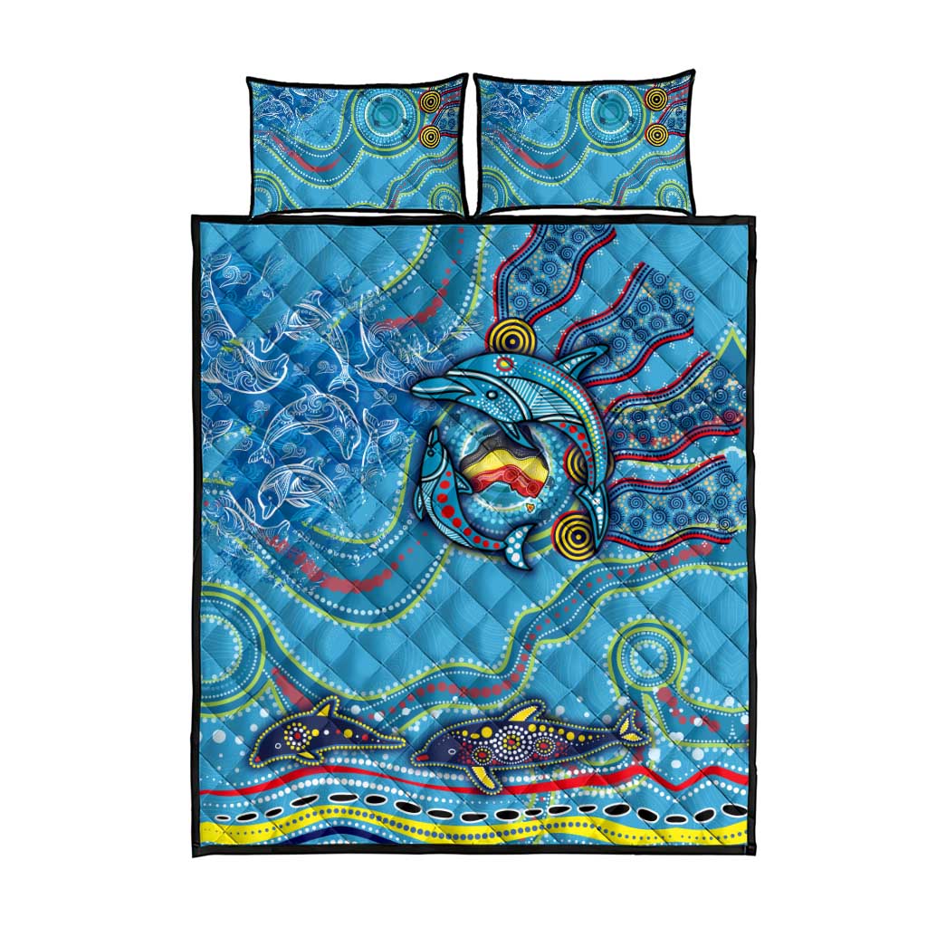 Dolphins Aboriginal Art Map Flag Australia Quilt Bed Set