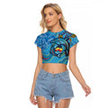 Dolphins Aboriginal Art Map Flag Australia Raglan Cropped T Shirt