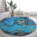 Dolphins Aboriginal Art Map Flag Australia Round Carpet
