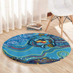 Dolphins Aboriginal Art Map Flag Australia Round Carpet