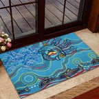 Dolphins Aboriginal Art Map Flag Australia Rubber Doormat